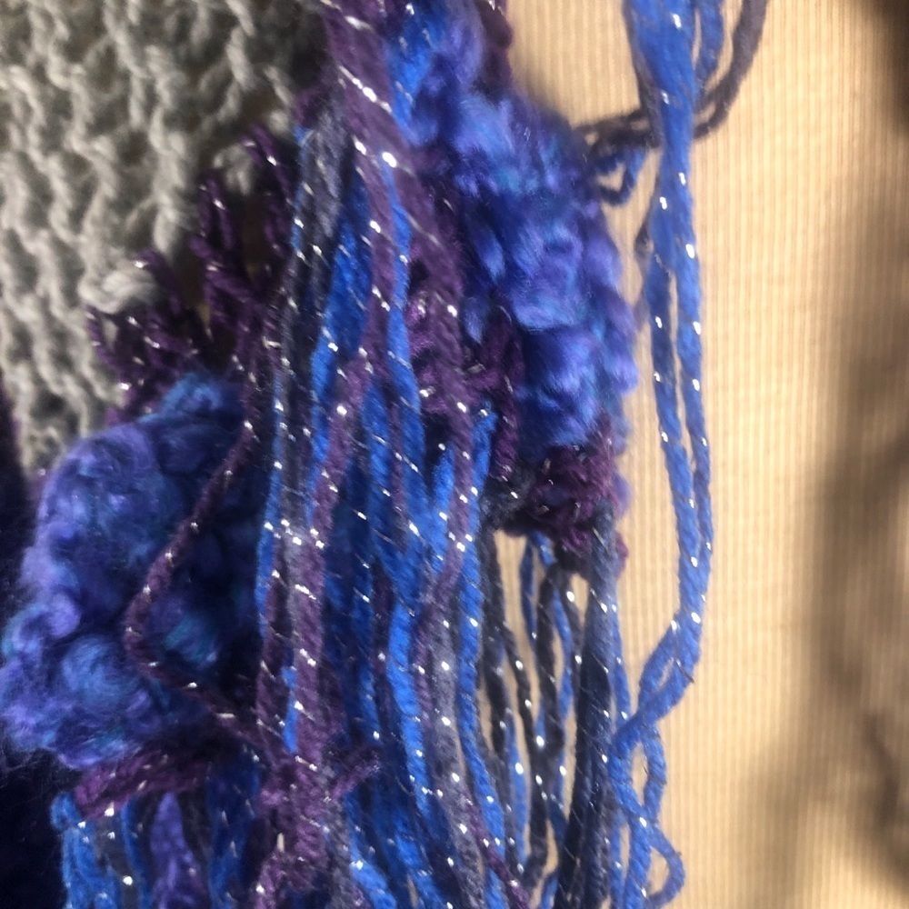 Knitted Blue & Gray Prayer Shawl. NEW - Picture 3 of 4
